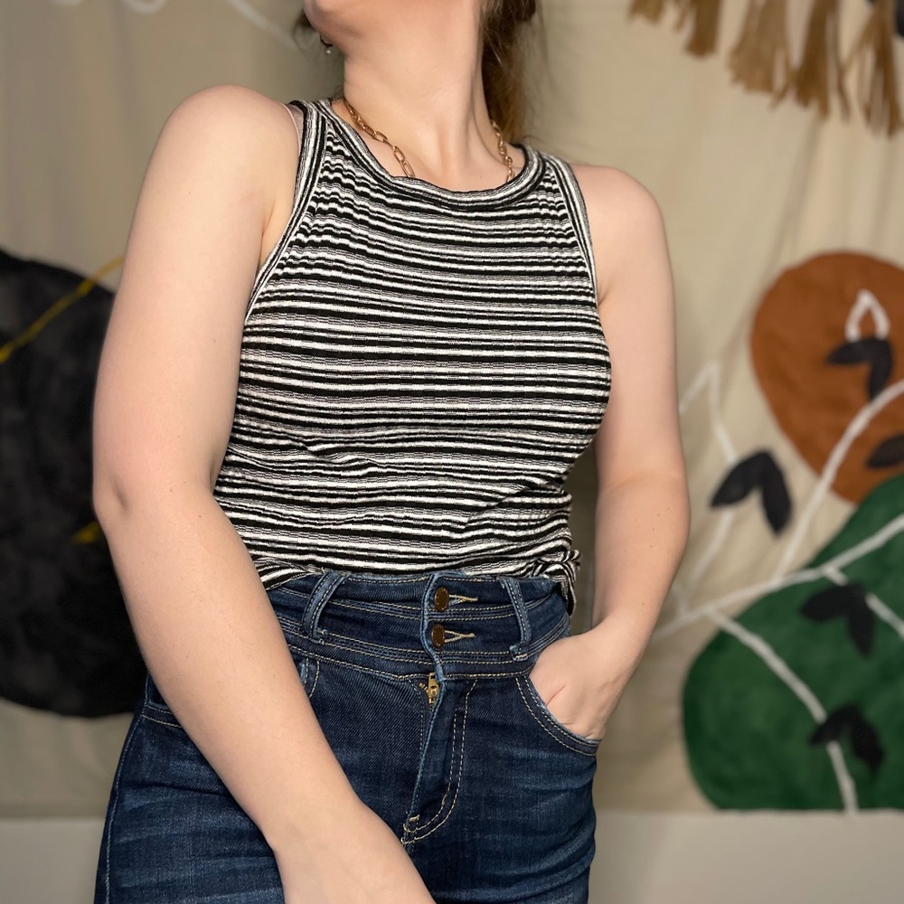 Vans Black And White Striped Sleeveless Top